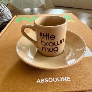 Bloomingdale’s Little Brown Mug with Saucer NWOT